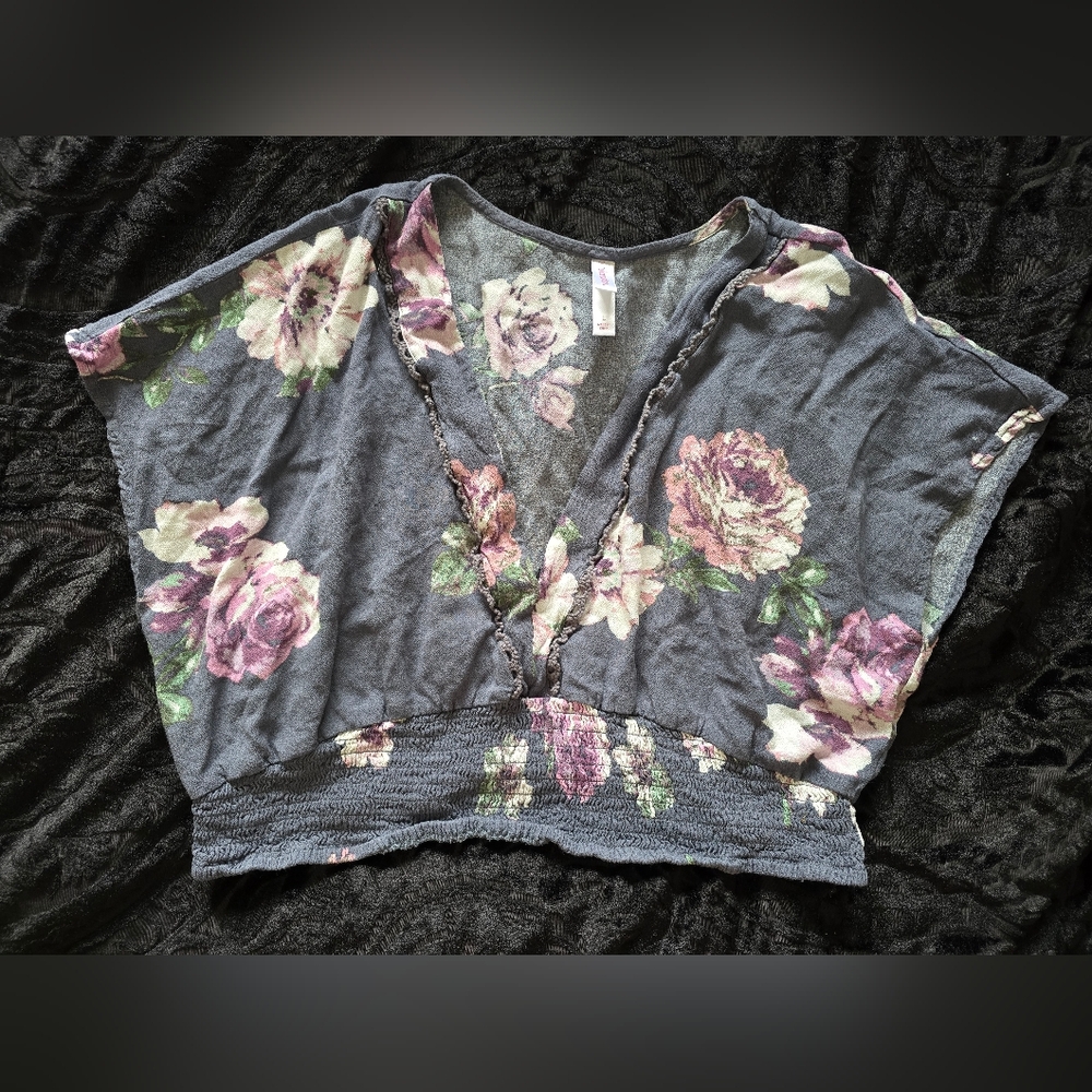 Xhilaration L Floral 2-Piece Top & Wide Leg Pants Set